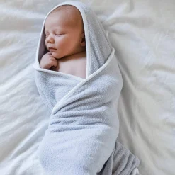 Kyte Baby Hooded Bath Towel in Storm with Cloud Trim New