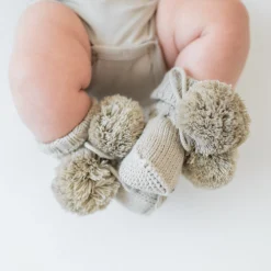 Kyte Baby Knit Booties in Almond Clearance