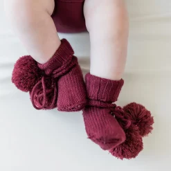 Kyte Baby Knit Booties in Burgundy Best