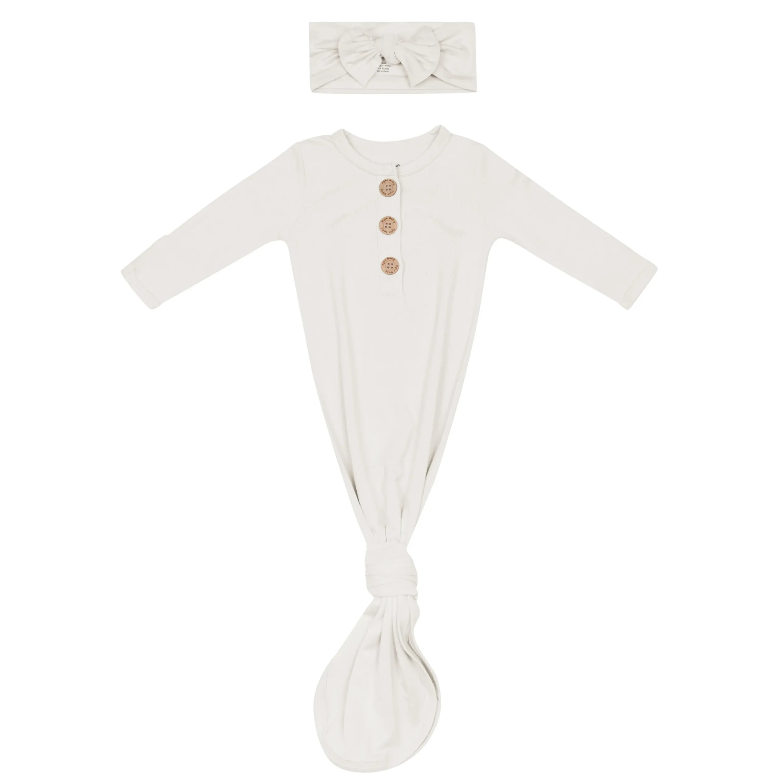 Kyte Baby Knotted Gown with Bow Set in Oat New