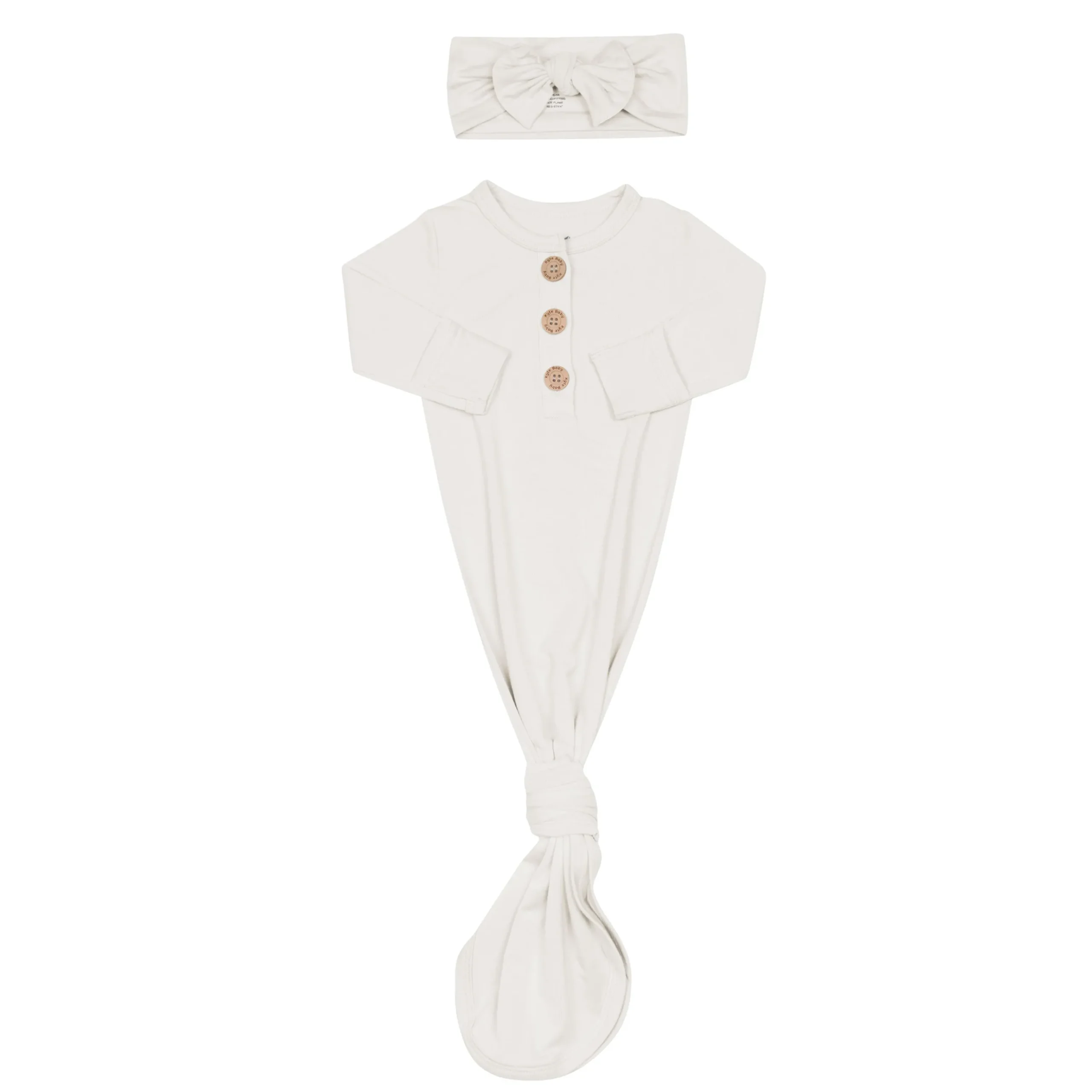 Kyte Baby Knotted Gown with Bow Set in Oat New