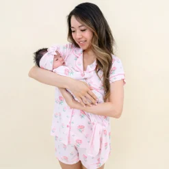 Kyte Baby Knotted Gown with Bow Set in Sakura Peony Sale