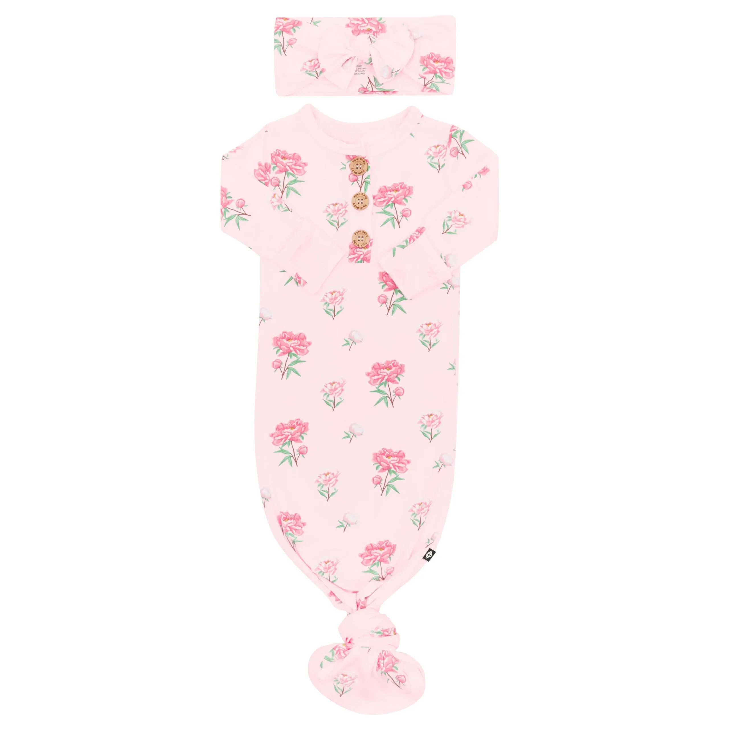 Kyte Baby Knotted Gown with Bow Set in Sakura Peony Sale