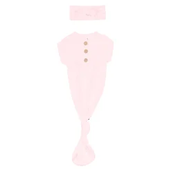 Kyte Baby Knotted Gown with Bow Set in Sakura