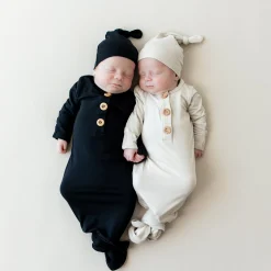 Kyte Baby Knotted Gown with Hat Set in Oat Online
