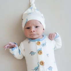 Kyte Baby Knotted Gown with Hat Set in Jurassic Hot