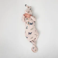 Kyte Baby Knotted Gown with Hat Set in Blush Butterfly Best