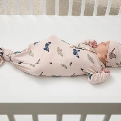 Kyte Baby Knotted Gown with Hat Set in Blush Butterfly Best
