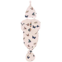 Kyte Baby Knotted Gown with Hat Set in Blush Butterfly Best