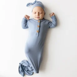 Kyte Baby Knotted Gown with Hat Set in Slate Outlet