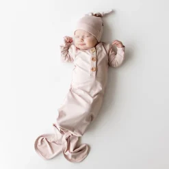Kyte Baby Knotted Gown with Hat Set in Blush Clearance