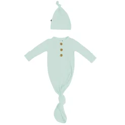 Kyte Baby Knotted Gown with Hat Set in Sage Clearance