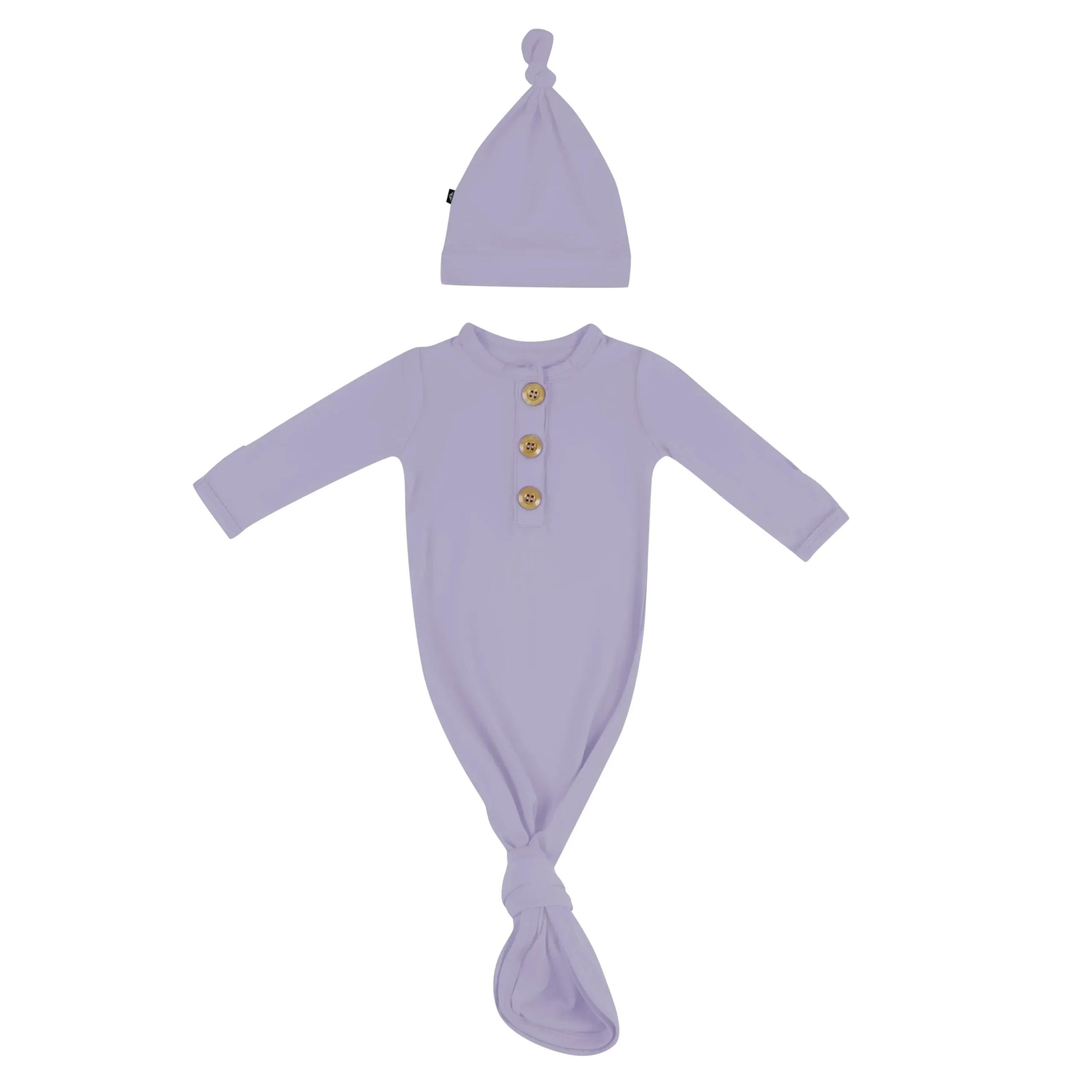 Kyte Baby Knotted Gown with Hat Set in Taro