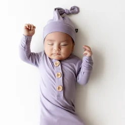 Kyte Baby Knotted Gown with Hat Set in Taro