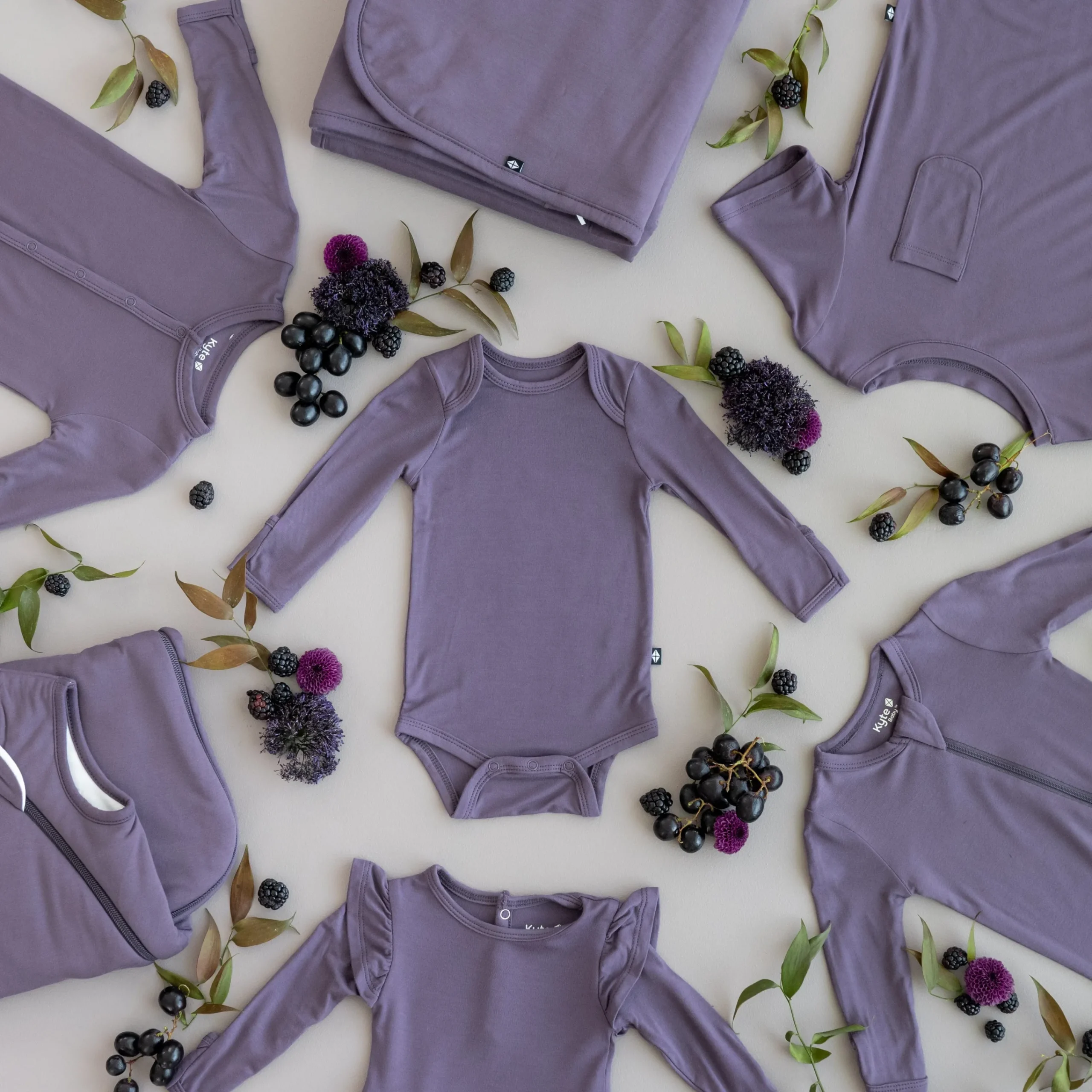 Kyte Baby Long Sleeve Bodysuit in Currant Outlet