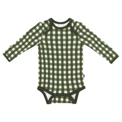 Kyte Baby Long Sleeve Bodysuit in Gingham Fir Discount