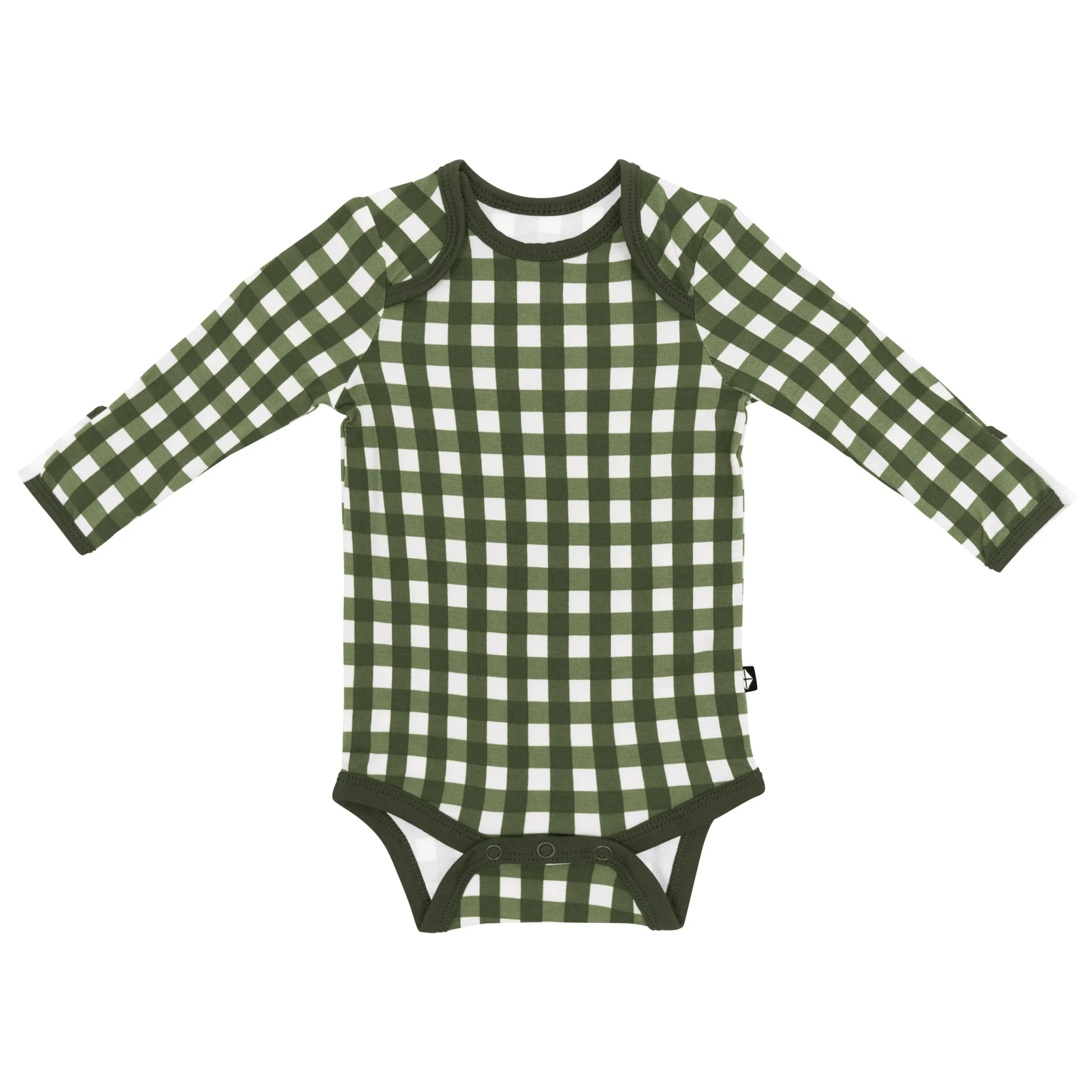 Kyte Baby Long Sleeve Bodysuit in Gingham Fir Discount