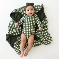 Kyte Baby Long Sleeve Bodysuit in Gingham Fir Discount