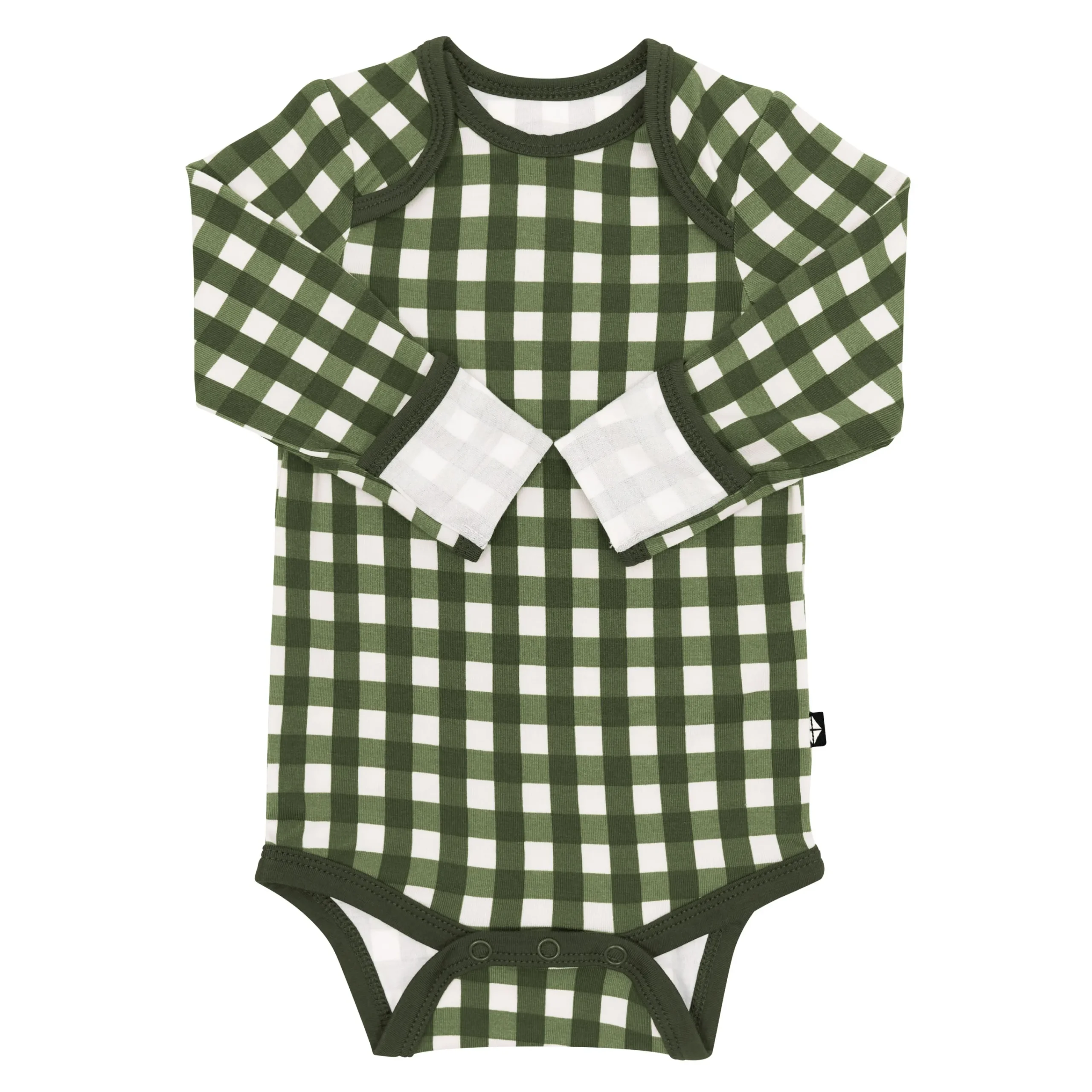 Kyte Baby Long Sleeve Bodysuit in Gingham Fir Discount