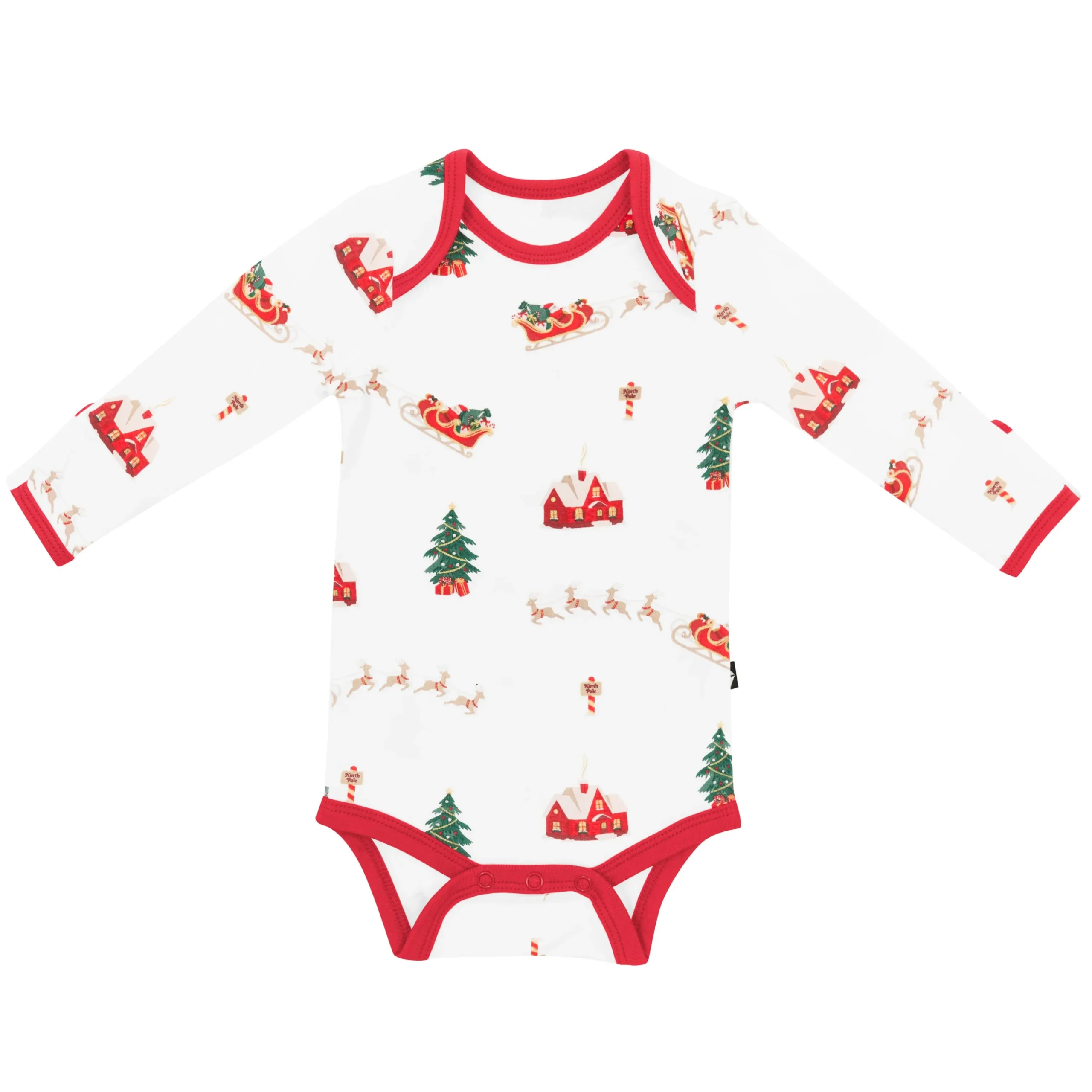 Kyte Baby Long Sleeve Bodysuit in Santa Sleigh New