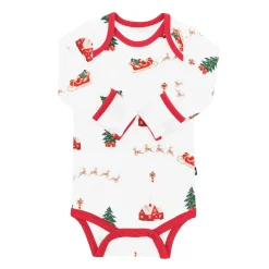 Kyte Baby Long Sleeve Bodysuit in Santa Sleigh New