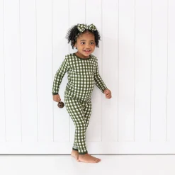 Kyte Baby Long Sleeve Pajamas in Gingham Fir Best