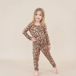 Kyte Baby Long Sleeve Pajamas in Latte Leopard Clearance