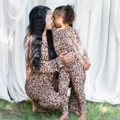 Kyte Baby Long Sleeve Pajamas in Latte Leopard Clearance