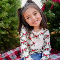 Kyte Baby Long Sleeve Toddler Crew Neck Tee in Holiday Bow Discount