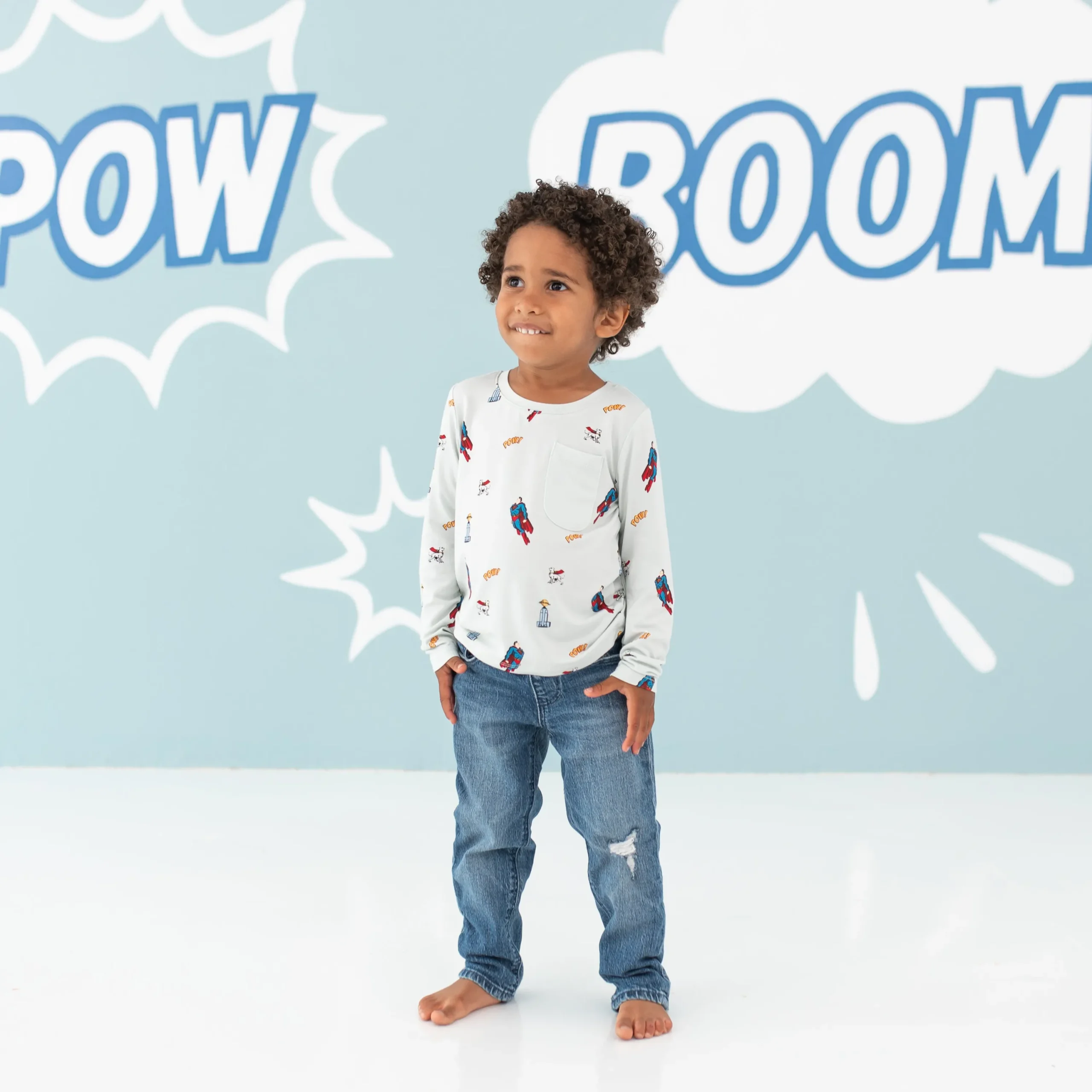Kyte Baby Long Sleeve Toddler Crew Neck Tee in Superman™ Sale