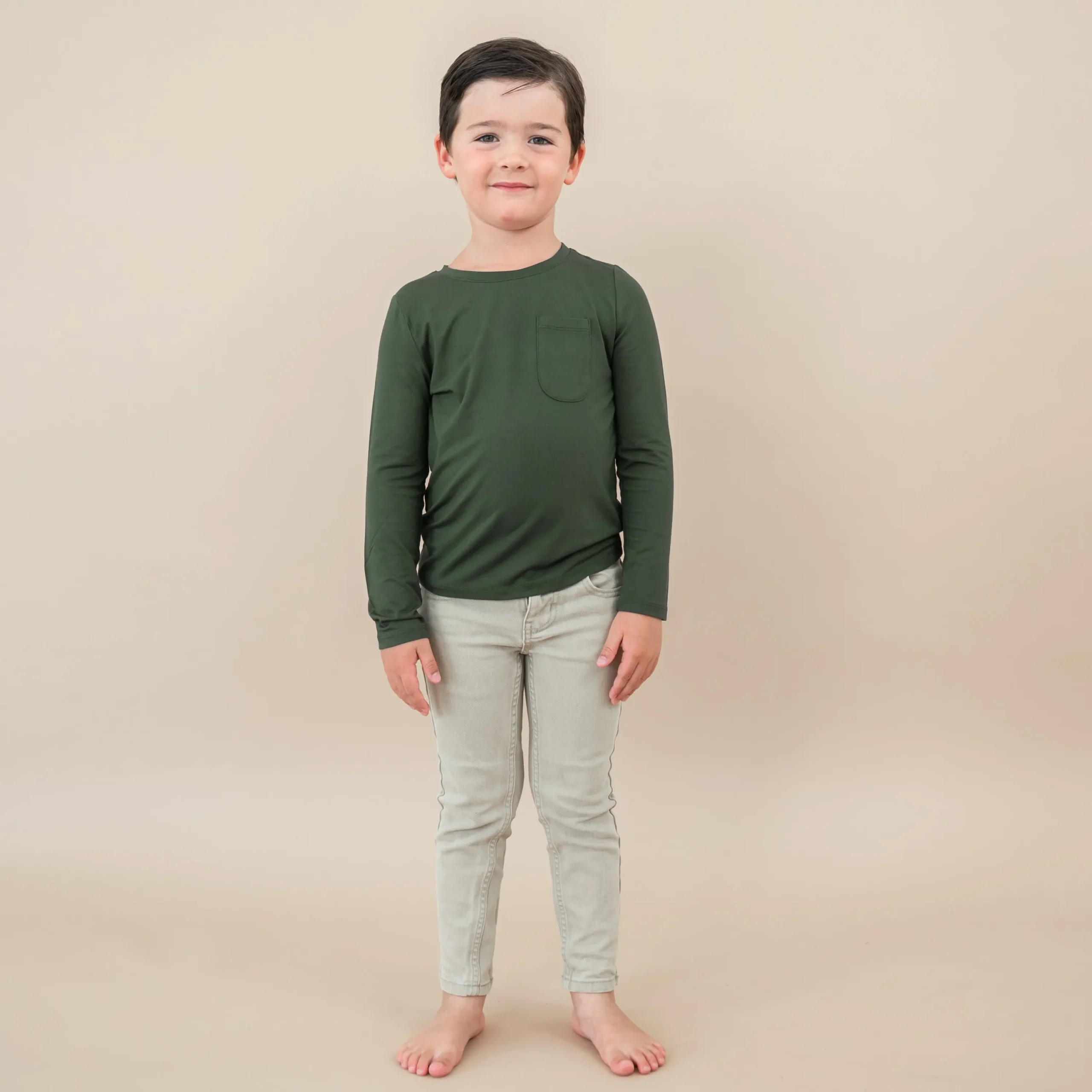 Kyte Baby Long Sleeve Toddler Crew Neck Tee in Fir Clearance
