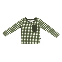 Kyte Baby Long Sleeve Toddler Crew Neck Tee in Gingham Fir Outlet