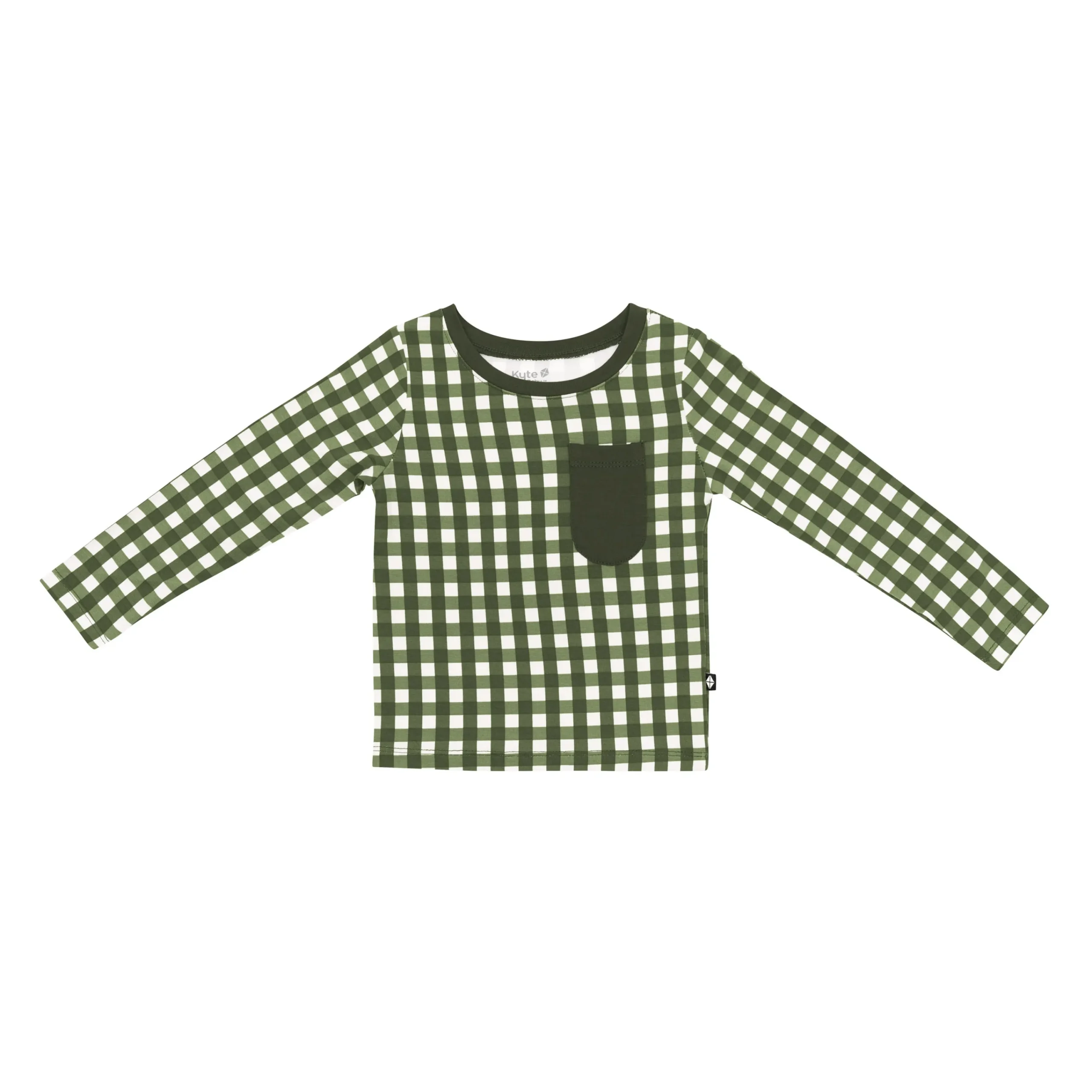 Kyte Baby Long Sleeve Toddler Crew Neck Tee in Gingham Fir Outlet