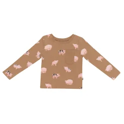 Kyte Baby Long Sleeve Toddler Crew Neck Tee in Pig Sale