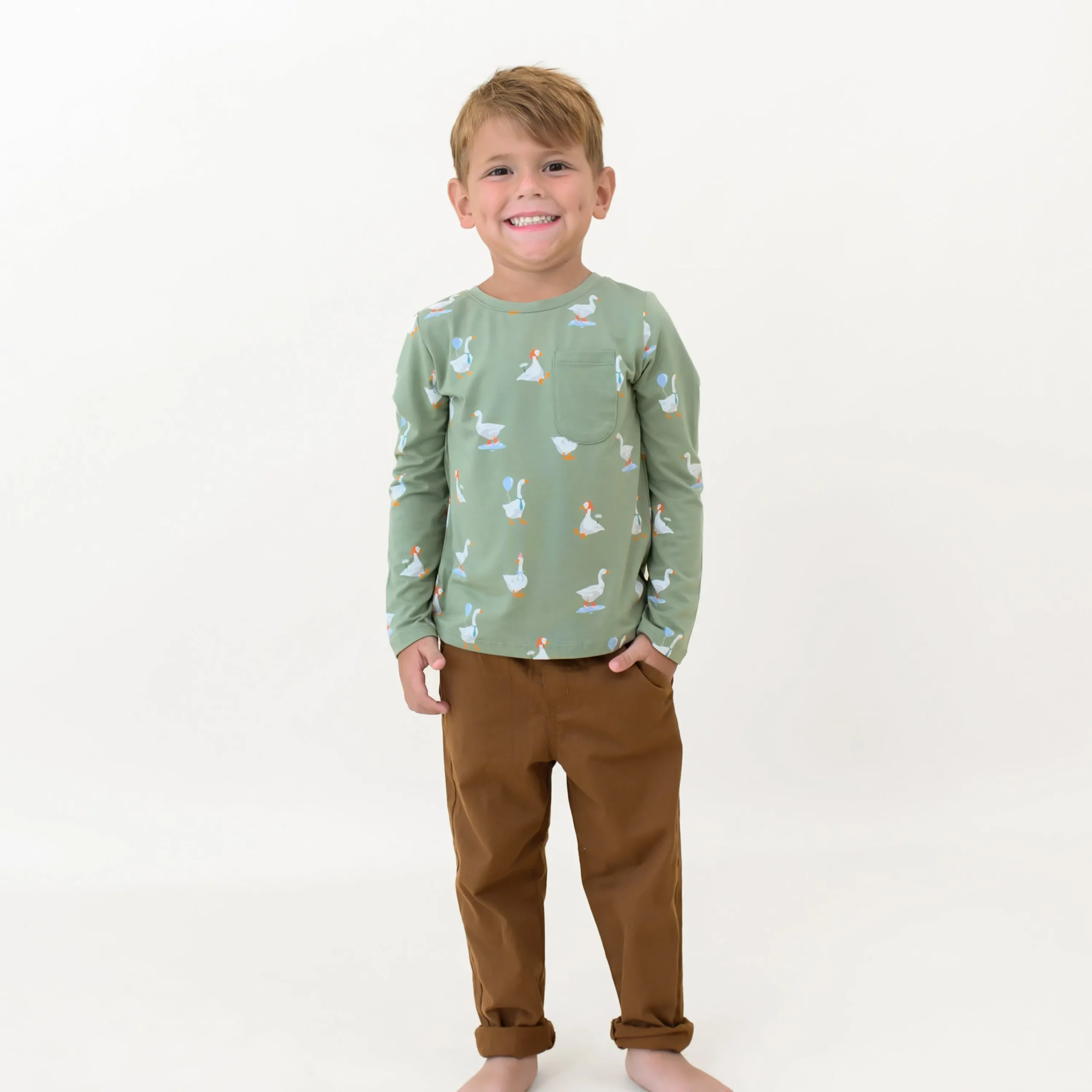 Kyte Baby Long Sleeve Toddler Crew Neck Tee in Silly Goose Sale