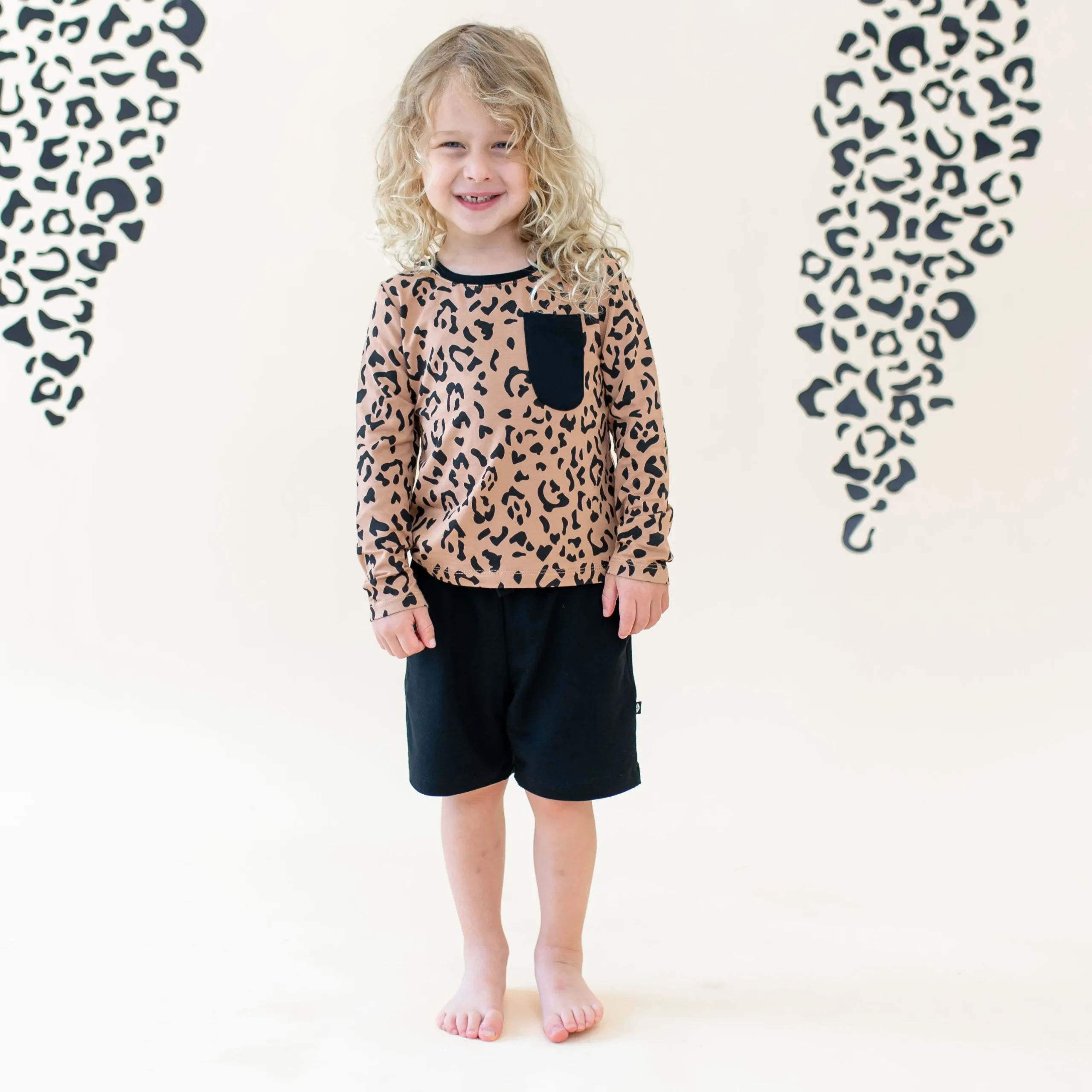 Kyte Baby Long Sleeve Toddler Crew Neck Tee in Latte Leopard Online