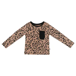 Kyte Baby Long Sleeve Toddler Crew Neck Tee in Latte Leopard Online