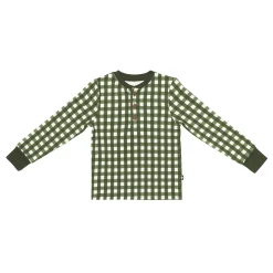 Kyte Baby Long Sleeve Toddler Henley Tee in Gingham Fir Best