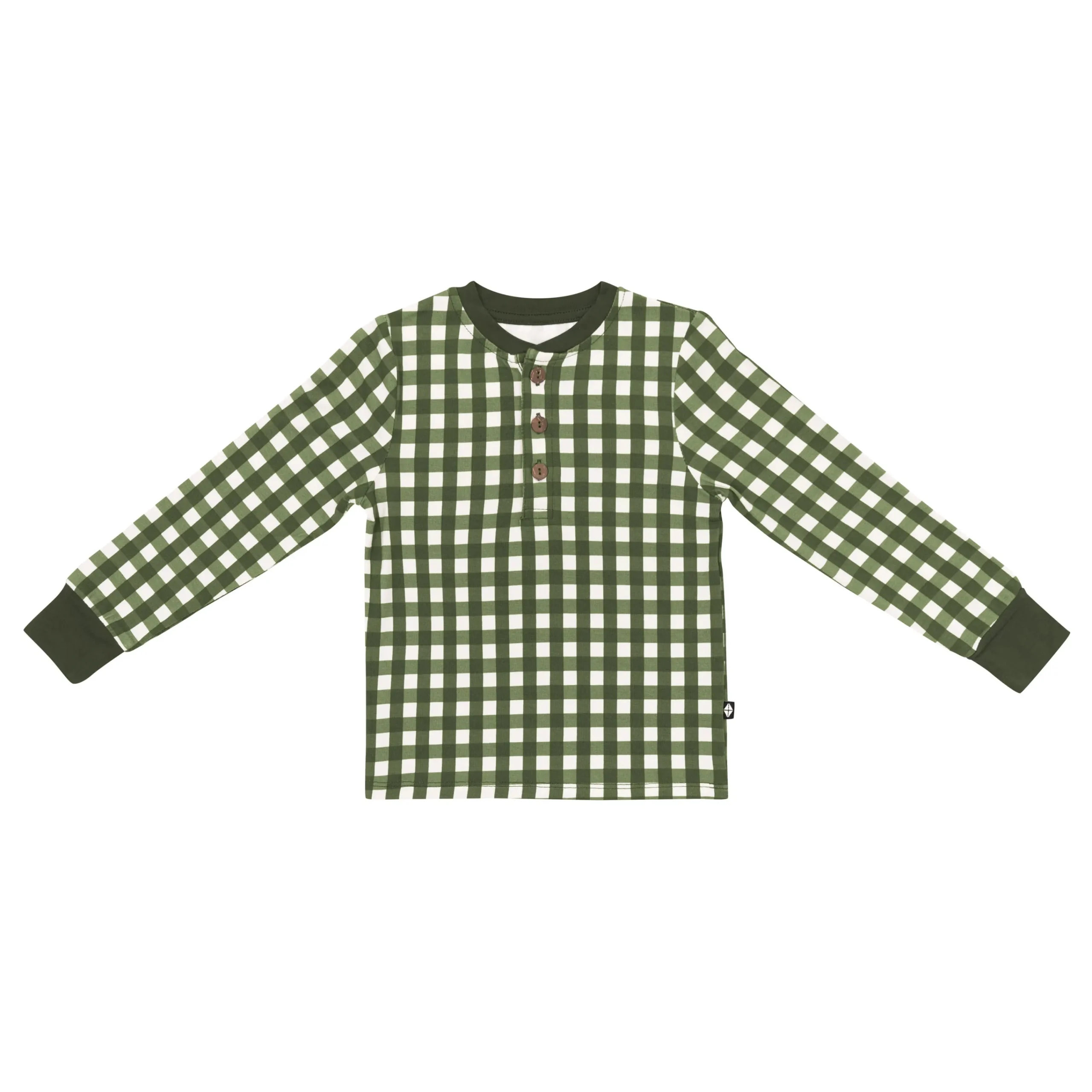 Kyte Baby Long Sleeve Toddler Henley Tee in Gingham Fir Best
