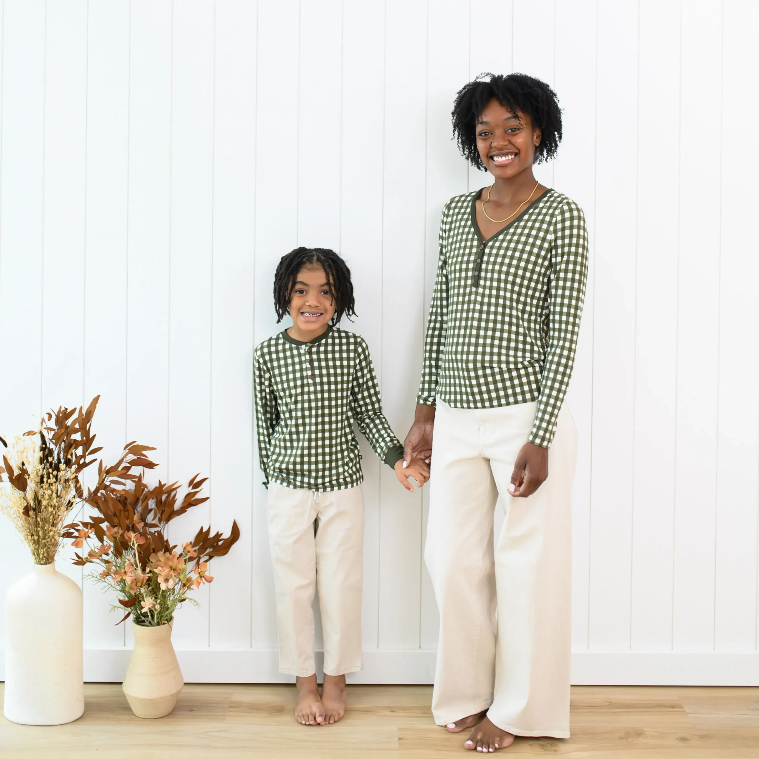 Kyte Baby Long Sleeve Toddler Henley Tee in Gingham Fir Best