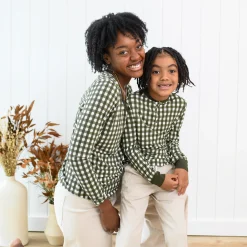 Kyte Baby Long Sleeve Toddler Henley Tee in Gingham Fir Best