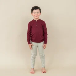 Kyte Baby Long Sleeve Toddler Henley Tee in Burgundy Best