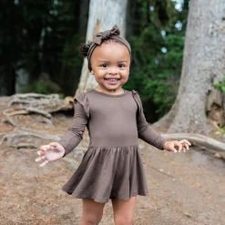 Kyte Baby Long Sleeve Twirl Bodysuit Dress in Espresso Hot