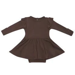Kyte Baby Long Sleeve Twirl Bodysuit Dress in Espresso Hot