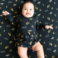 Kyte Baby Long Sleeve Twirl Bodysuit Dress in Midnight Icon Sale
