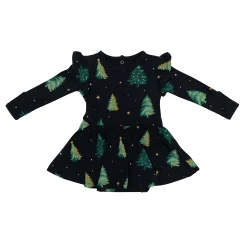 Kyte Baby Long Sleeve Twirl Bodysuit Dress in Twinkle Tree Outlet