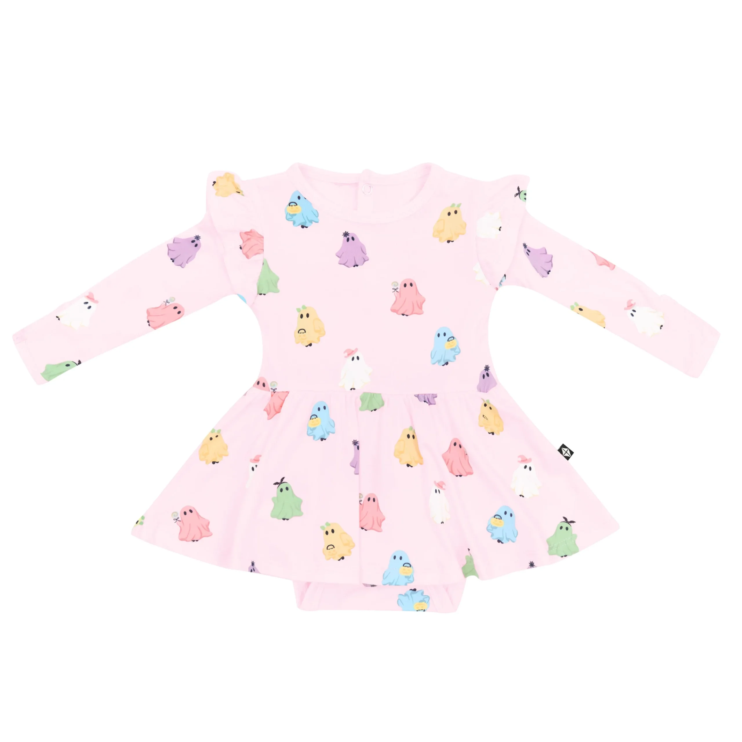 Kyte Baby Long Sleeve Twirl Bodysuit Dress in Pastel Ghost Discount