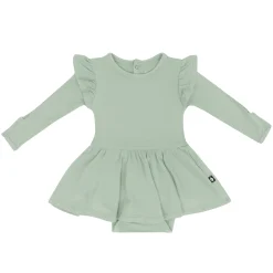 Kyte Baby Long Sleeve Twirl Bodysuit Dress in Thyme Clearance