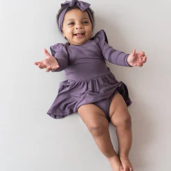 Kyte Baby Long Sleeve Twirl Bodysuit Dress in Currant Best