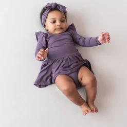 Kyte Baby Long Sleeve Twirl Bodysuit Dress in Currant Best